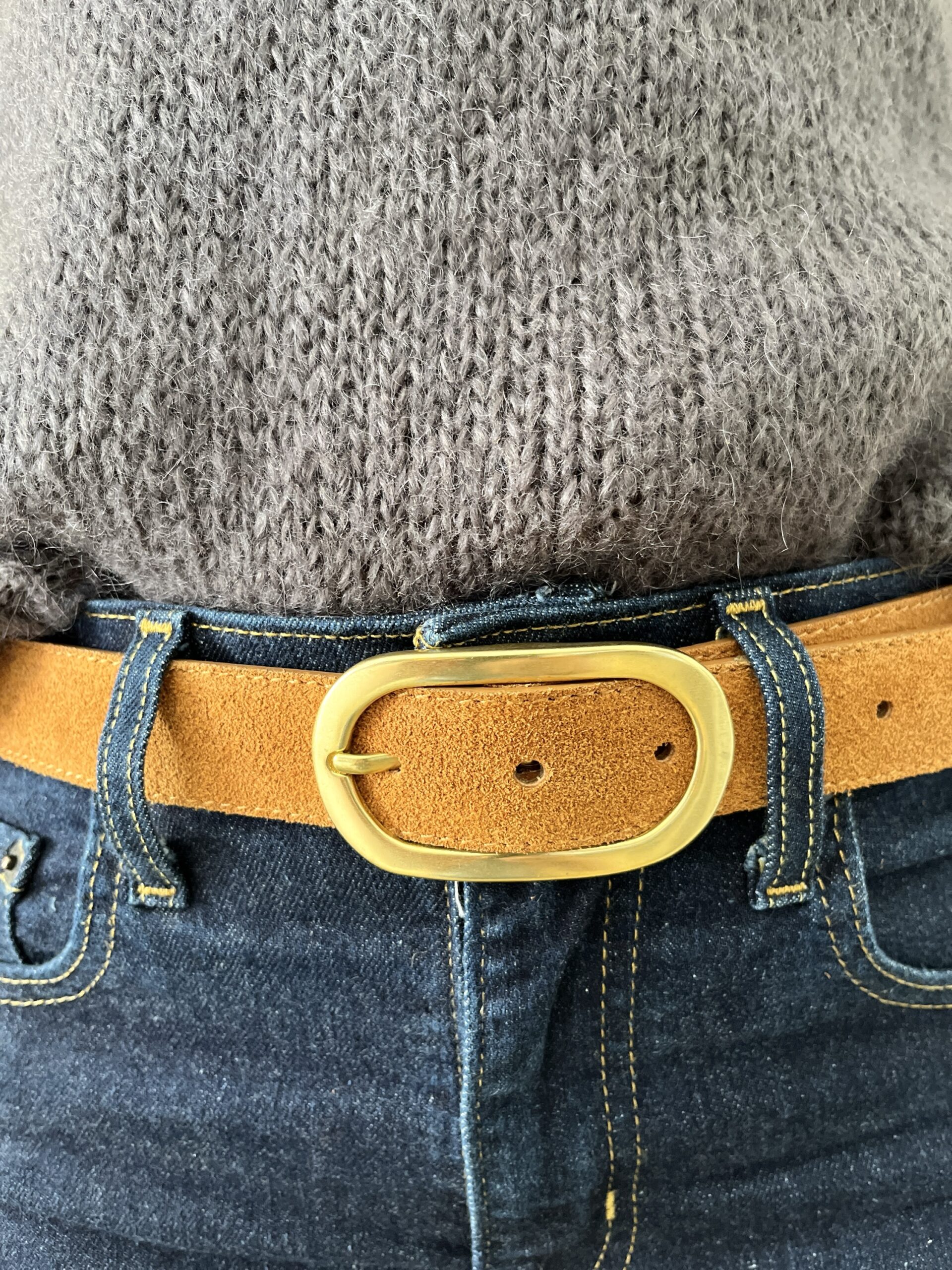 Ceinture En Cuir Daim Marron Pour Homme - Style Décontracté à Chic, Largeur 4 Cm, Ajustement Parfait