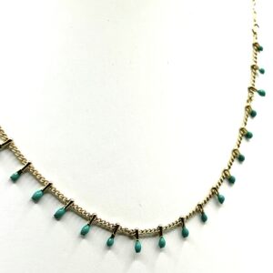 Collier en acier doré & émail vert